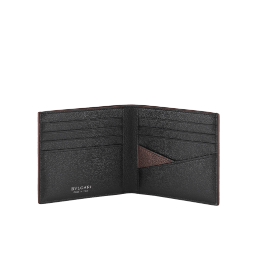 Bvlgari Bvlgari Man hipster compact wallet in Urban grained calf leather in forest green on the outside and emerald green on the inside. Iconic dark ruthenium-plated brass embellishment in matte forest green enamel and folded closure. BBM-WLT2FASYMc image 2
