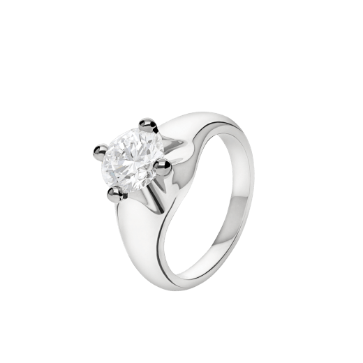 Corona platinum solitaire ring set with a round brilliant cut diamond 323743 image 1