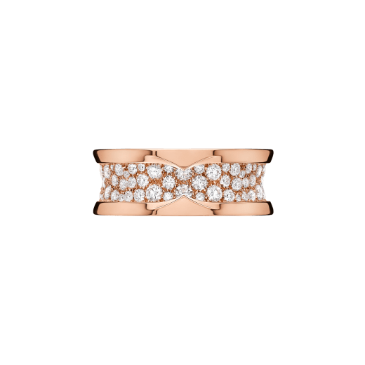 B.zero1 18 kt rose gold ring set with pavé diamonds on the spiral AN860150 image 3