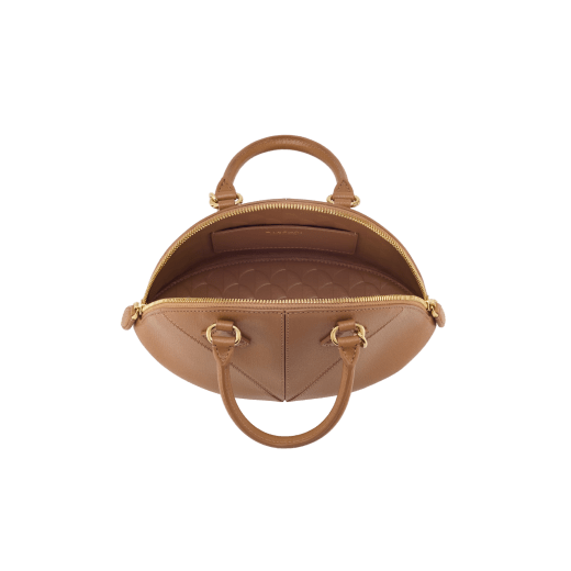 Marquise small top handle bag in black goat leather with black nappa leather lining and zipped closure. Detachable signature black goat leather charm with mirror. DAS-001-1325S image 4