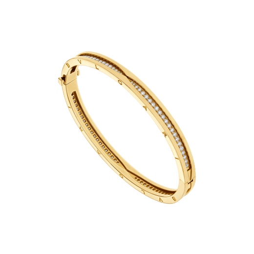 „B.zero1“ Armreif aus 18 Karat Gelbgold, an der Spirale ausgefasst mit Diamant-Pavé BR859002 image 1
