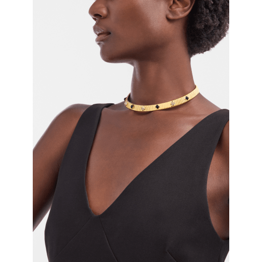 Bvlgari Tubogas 18 kt yellow gold necklace set with diamond pavé and black onyx studs CL860415 image 1