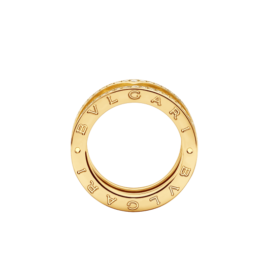 „B.zero1 Rock“ 2-Band-Ring aus 18 Karat Gelbgold mit Spirale mit Nieten und Diamant-Pavé an den Rändern. AN859092 image 2