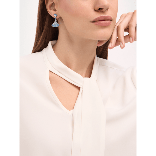 Divas' Dream 18 kt white gold earrings set with round brilliant-cut sapphires and pavé diamonds 361278 image 1