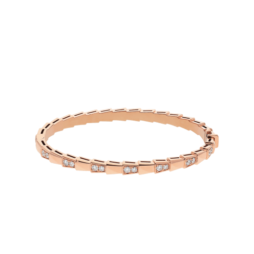 Serpenti Viper 18 kt rose gold bracelet set with demi pavé diamonds . (height 4 mm) BR858319 image 2