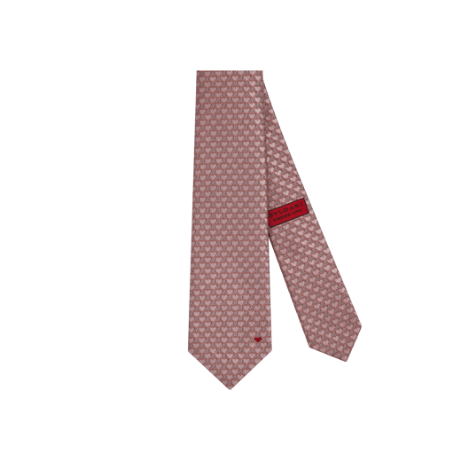Forever Love Special Edition seven-fold tie in fine red jacquard silk with metallic heart charm on the back. Made of 100% silk. FOREVER-LOVE-FT image 1