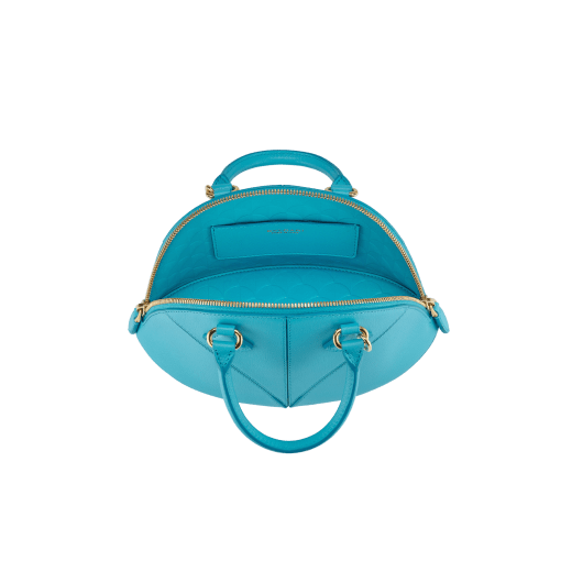 Marquise small top handle bag in black goat leather with black nappa leather lining and zipped closure. Detachable signature black goat leather charm with mirror. DAS-001-1325S image 4