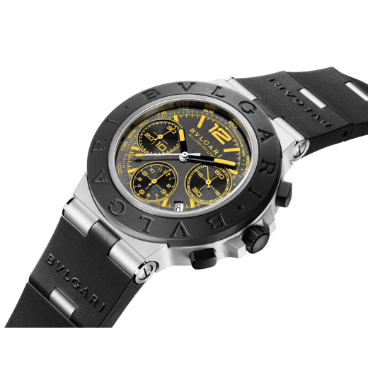 Bulgari Aluminium Gran Turismo Special Edition watch with mechanical movement, automatic winding, chronograph, 41 mm aluminum case, black rubber bezel with BVLGARI BVLGARI engraving, anthracite brushed dial and black rubber strap. Water-resistant up to 100 meters. Limited edition of 1,200 pieces 103893 image 2