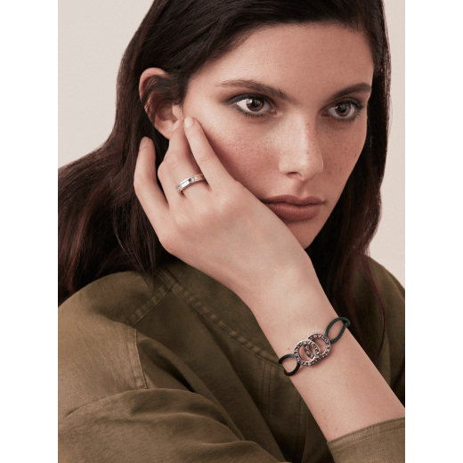 BVLGARI BVLGARI bracelet in crystal rose fabric with an iconic double logo décor in sterling silver BRACLT-FORTUNAUa image 2
