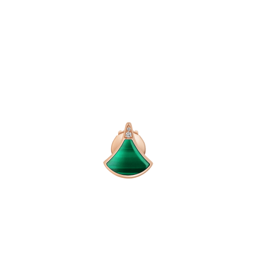 Divas' Dream 18 kt rose gold fan-shaped single stud earring set with malachite and pavé diamonds 361994 image 1