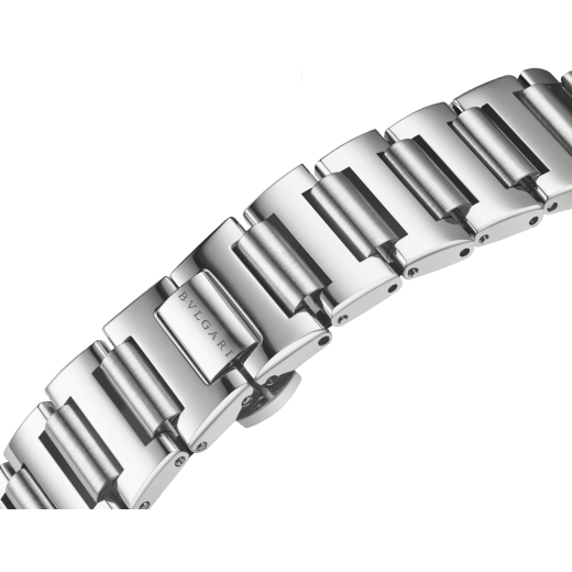 Lvcea Limited Edition watch in polished and satin-brushed stainless steel with automatic movement, diamond-set bezel, pink mother-of-pearl marquetery dial and 11 diamond indexes. Water-resistant up to 50 metres 104106 image 4