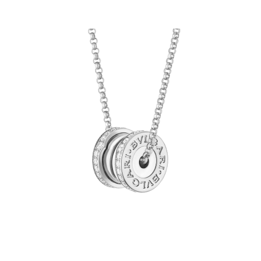 B.zero1 necklace with 18 kt white gold chain and 18 kt white gold pendant set with pavé diamonds on the edges. 362394 image 1