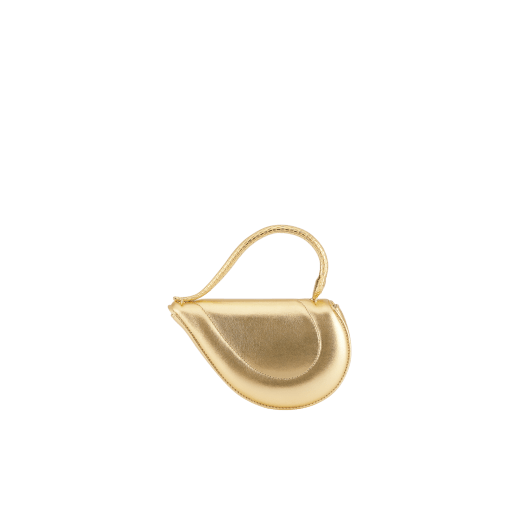 Serpenti Cuoricino mini top handle bag in royal ruby calf leather with royal ruby nappa leather lining. Captivating snake body-shaped top handle in gold-plated brass embellished with engraved scales; press-button closure. SRN-Cuoricino-1366XS image 2