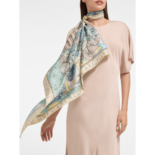 Bvlgari Alchemist scarf in fine mint tourmaline silk twill with a Bvlgari Bvlgari metal pendant. Made of 100% silk. 246225 image 1