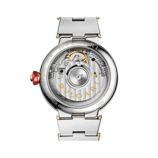 LVCEA watch in 18kt rose gold and stainless steel case and bracelet, set with diamonds on the bezel, and white mother-of-pearl dial with diamond indexes. 102476 image 3