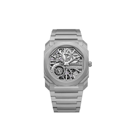 Octo Finissimo Skeleton 8 Days watch in titanium with mechanical manufacture ultra-thin movement (2.50 mm thick), manual winding, 8 days power reserve and openwork dial. Water-resistant up to 30 meters 103610 image 1
