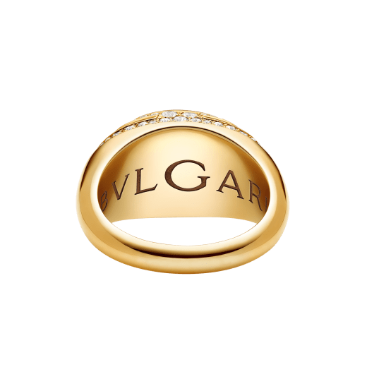 Anello Bvlgari Cabochon in oro giallo 18 kt con topazio azzurro taglio cabochon e semi-pavé di diamanti. AN860455 image 3