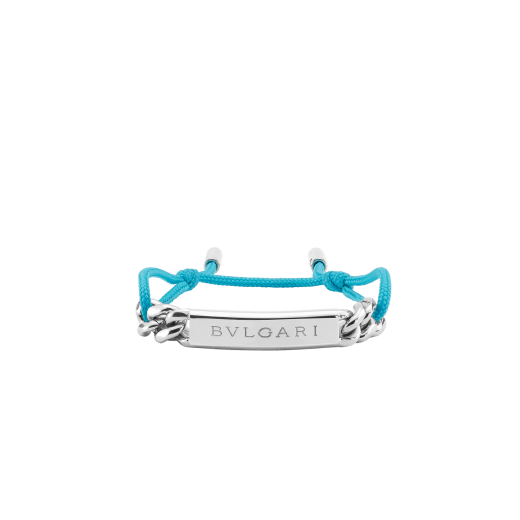 Bvlgari Bvlgari string bracelet in black fabric. Iconic gold-plated plate with Bvlgari logo. BVLGARISTRING image 1