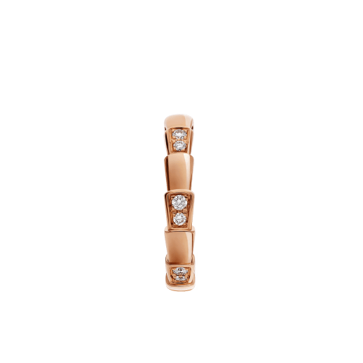 Serpenti Viper 系列单环戒指，18K玫瑰金材质，饰以半密镶钻石。 AN857896 image 2