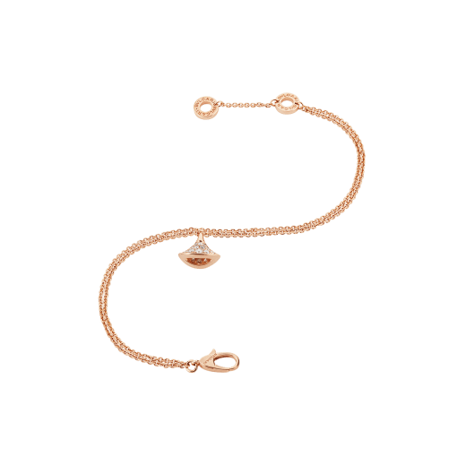 DIVAS' DREAM bracelet in 18 kt rose gold with pendant in full pavé diamonds. BR857363 image 2