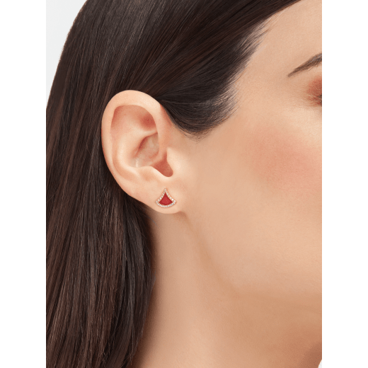 Divas' Dream 18 kt rose gold earrings set with carnelian elements and pavé diamonds 360092 image 1