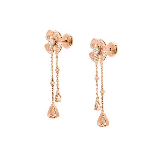 Fiorever 18 kt rose gold pendant Earring set with two round brilliant-cut diamonds (0.21 ct) and pavé diamonds (0.17 ct) 357143 image 3