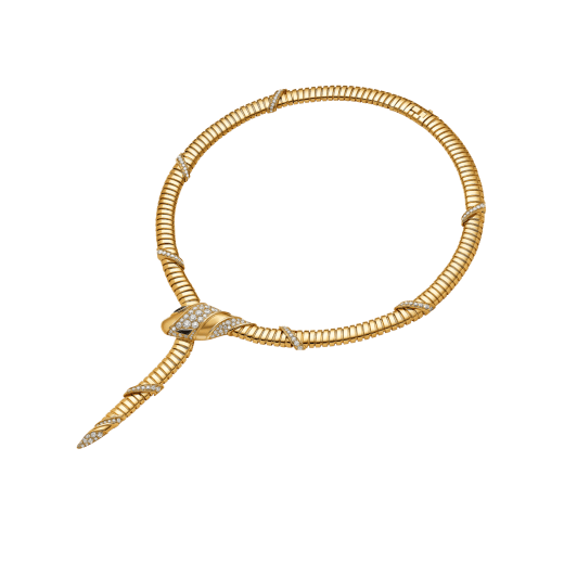 Serpenti 18 kt yellow gold necklace set with demi pavé diamonds and black onyx eyes CL860266 image 2