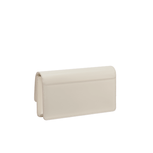 Bvlgari Roma pochette in Perla White calf leather with crystal rose nappa leather interior. Iconic gold-plated brass closure engraved with the Bvlgari logo. BVR-CHAIN-POCHETTE image 3