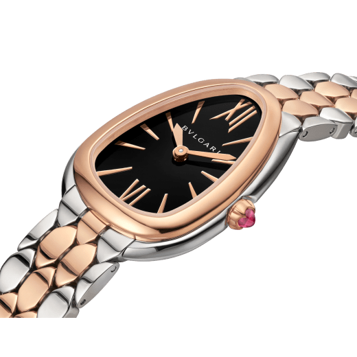 Serpenti Seduttori watch in stainless steel and 18 kt rose gold with black lacquered dial. Water-resistant up to 30 metres 103799 image 2