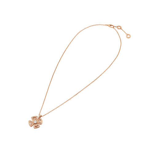 Fiorever 18 kt rose gold necklace set with a central diamond and pavé diamonds. 355885 image 2