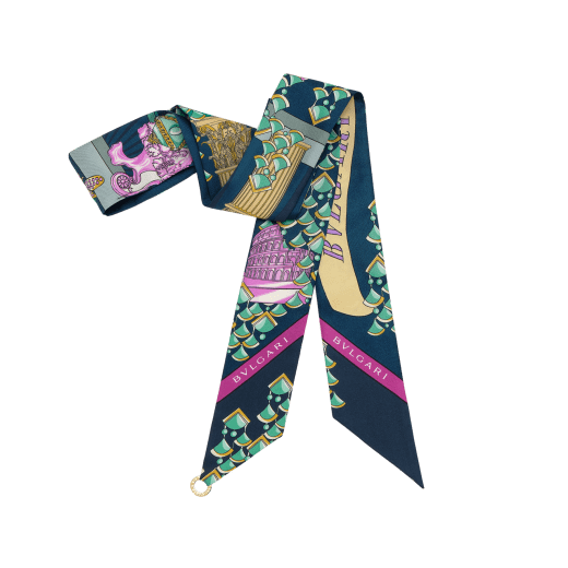 Bvlgari Curiosity shelley in fine light peridot silk twill with a BVLGARI BVLGARI metal pendant. Made of 100% silk. BULGARICURIOSITYSH image 1