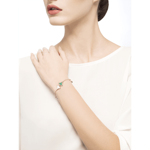 DIVAS' DREAM bracelet in 18 kt rose gold, set with malachite and mother-of-pearl elements. BR857497 image 3