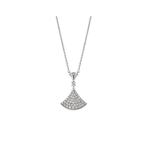 DIVAS' DREAM necklace in 18 kt white gold with pendant set with one diamond and pavé diamonds. 350066 image 1