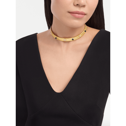 Bvlgari Tubogas 18 kt yellow gold necklace set with diamond pavé and black onyx studs CL860415 image 2