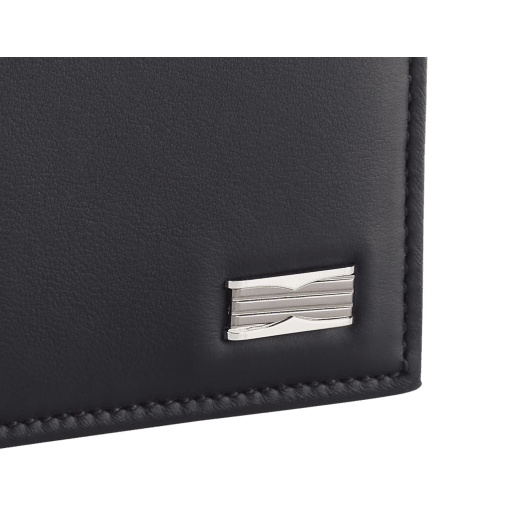 B.zero1 Man bifold wallet in black matte calf leather with Niagara sapphire blue nappa leather interior. Iconic dark ruthenium and palladium-plated brass embellishment, and folded closure. BZM-BIFOLDWALLET image 4