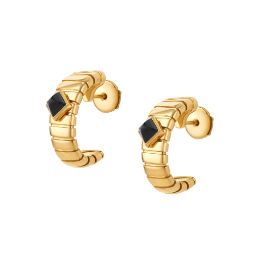 Bvlgari Tubogas 18 kt yellow gold hoop earrings set with black onyx studs 361757 image 2