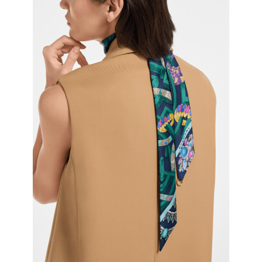 Wonder Garden shelley in fine Eden green silk twill with a BVLGARI BVLGARI metal pendant. Made of 100% silk. WONDERGARDEN-SH image 1