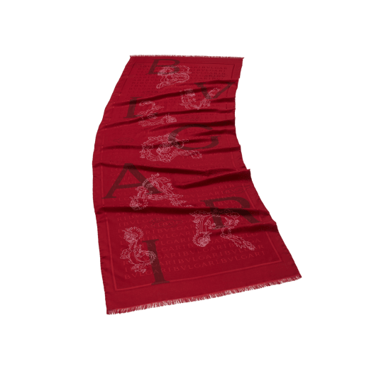 Chinese New Year Lettere Maxi stole in fine bright travertine ivory silk wool. Special Edition. Made of 60% silk and 40% wool. LETTMX24CNY-ST image 1