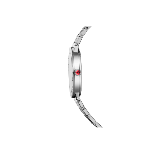 Часы Bvlgari Bvlgari Lady, корпус и браслет из нержавеющей стали, безель из нержавеющей стали c гравировкой в виде двойного логотипа, черный лакированный циферблат 103688 image 2