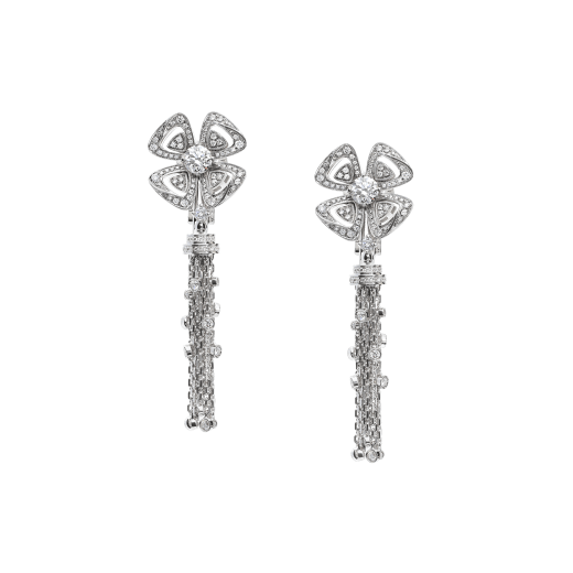 Fiorever 18 kt white gold earrings, set with two central diamonds and pavé diamonds. 354528 image 1