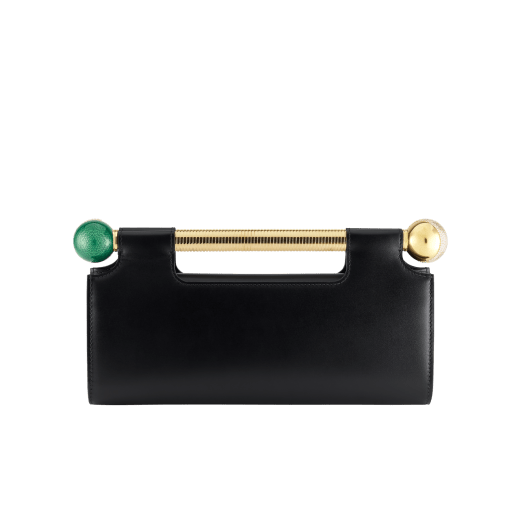 Tubogas Spheres clutch in Perla White calf leather with Perla White nappa leather lining. Iconic handle in gold-plated brass with spheres at both ends embellished with zirconia; magnetic closure. TGC-001-1395S image 1