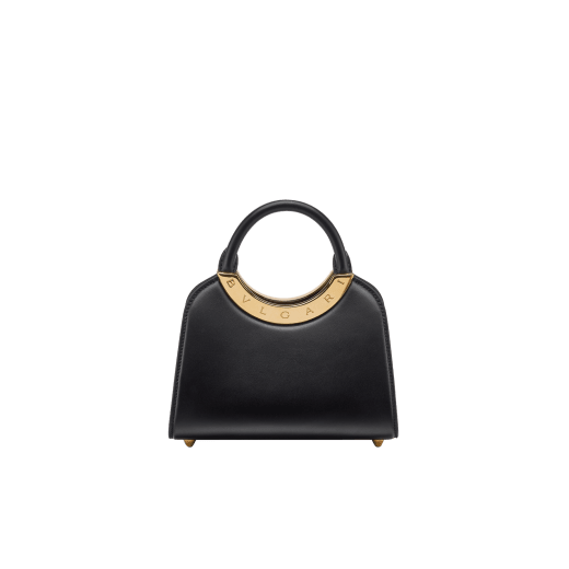Bvlgari Roma mini top handle bag in flash diamond white Metropolitan calf leather with milky opal nappa leather lining. Iconic metal detail in palladium-plated brass engraved with the Bvlgari logo, and magnetic press-button closure. BVR-001-1310XS-CALF image 2