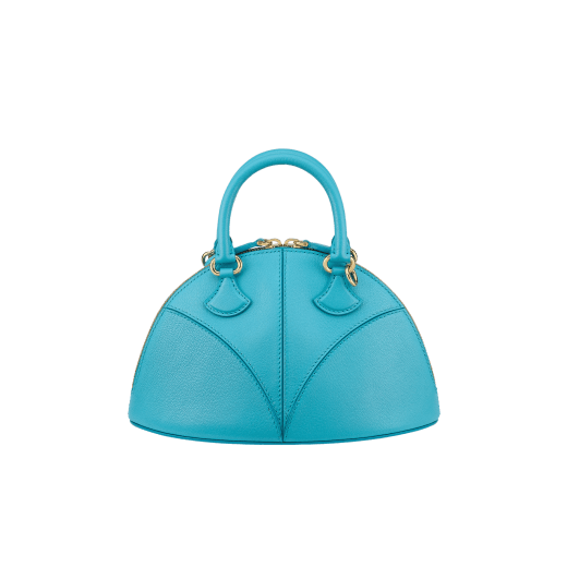 Marquise small top handle bag in black goat leather with black nappa leather lining and zipped closure. Detachable signature black goat leather charm with mirror. DAS-001-1325S image 3