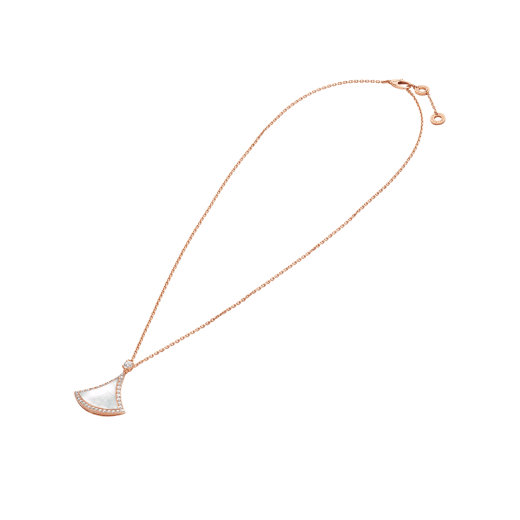 DIVAS' DREAM pendant necklace in 18 kt rose gold set with mother-of-pearl element and pavé diamonds 358671 image 2