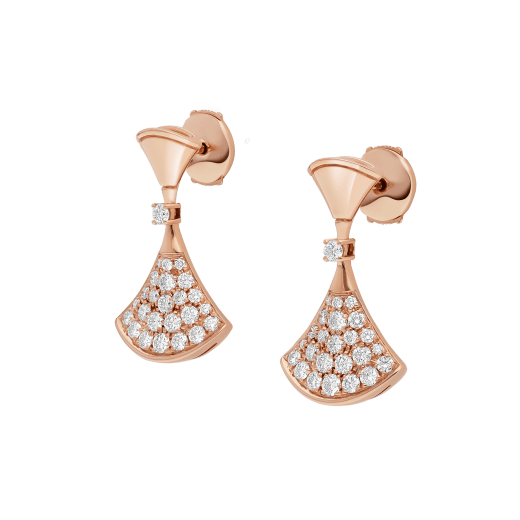 DIVAS' DREAM earrings in 18 kt rose gold set with a diamond and pavé diamonds. 351054 image 2