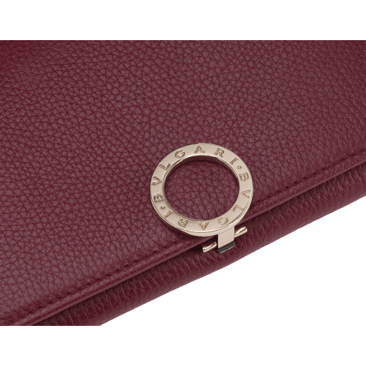 BULGARI BULGARI Japan Exclusive large wallet in taupe quartz light brown soft drummed calf leather with crystal rose nappa leather interior. Iconic light gold-plated brass clip with flap closure. 579-WLT-SLI-POC-CLb image 4