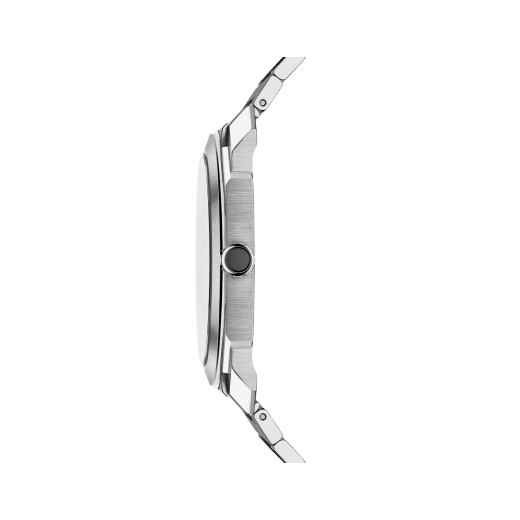 Octo Finissimo Automatic Uhr mit extraflachem mechanischen Manufakturwerk (2,23 mm hoch), Automatikaufzug, 40 mm Gehäuse und Armband aus seidenmattem Edelstahl sowie strichmattiertem Zifferblatt aus rhodiniertem Messing mit Entwurf des Uhrwerks. Wasserdicht bis 100 Meter. Special Edition von 280 Exemplaren 104163 image 3