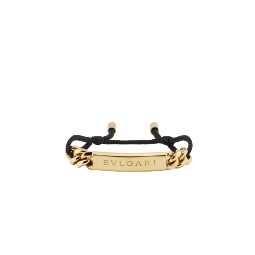 BVLGARI BVLGARI 繩帶手環，採用黑色繩帶。經典金色銘牌鐫刻 BVLGARI 標誌。 BVLGARISTRING image 1