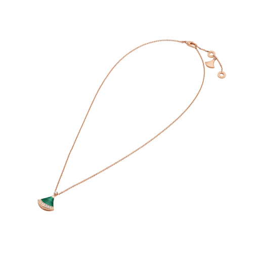 Divas' Dream necklace with pendant in 18 kt rose gold, set with a malachite element and pavé diamonds 361252 image 2