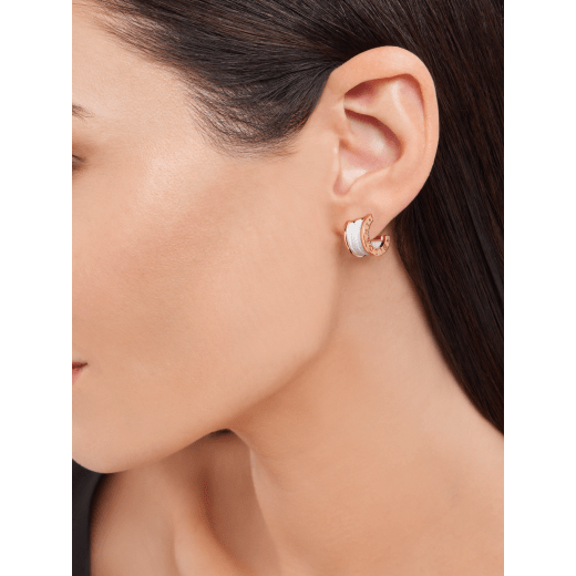 B.zero1 Earrings Rose gold,Ceramic White | Earrings | Bulgari Official Store